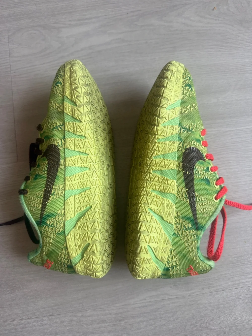 Youth Nike Ja 3 “Spooky Season” Green Athletic Shoes with Mixed Laces